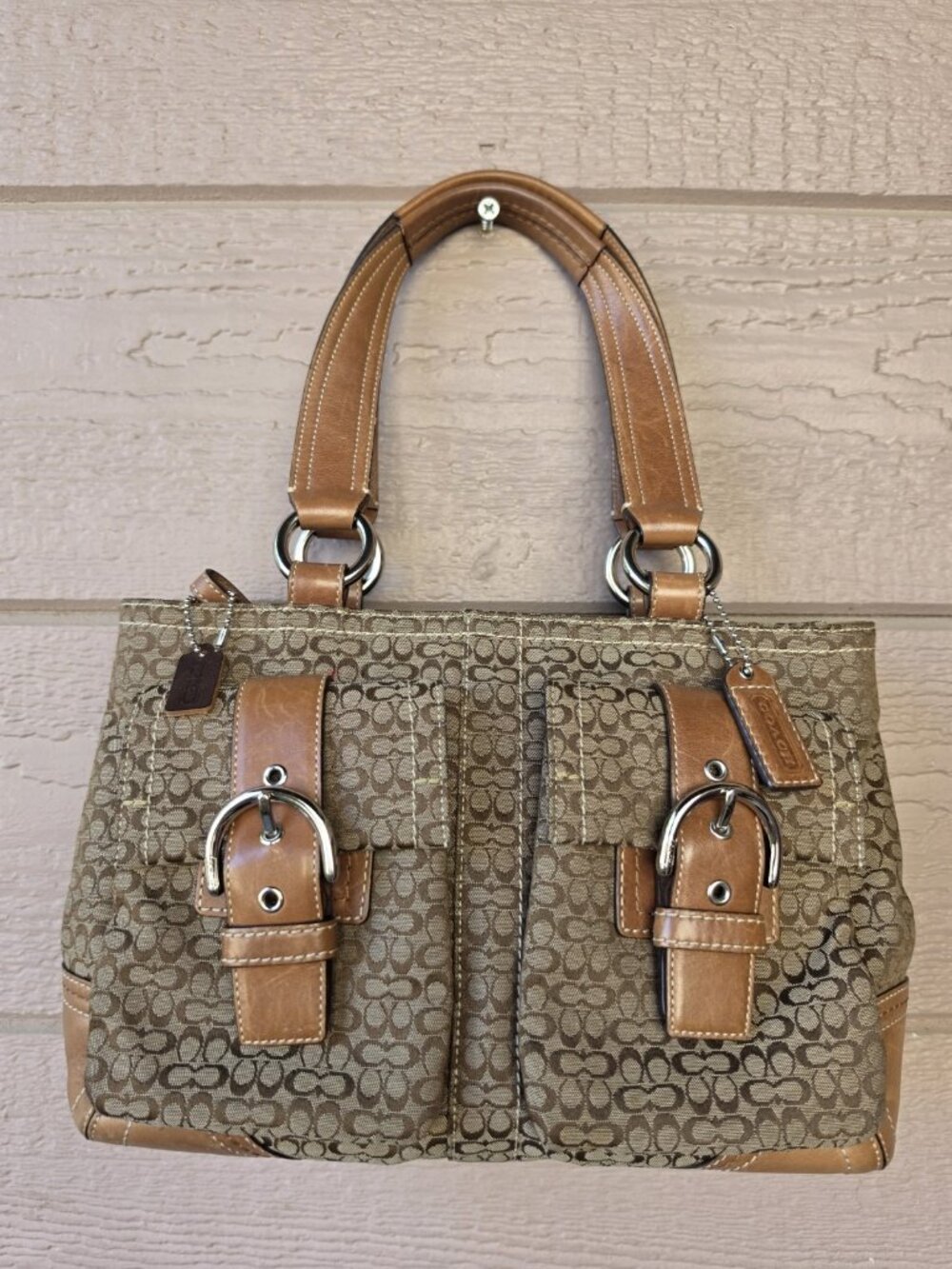 Authentic Coach Women's F03646 Soho Signature Buckle Shoulder Bag Khaki Tan 2007